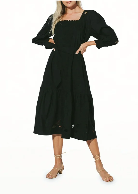 Mega Sales Casual Elegance Harlow Midi Dress In Black