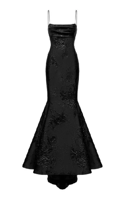 Relaxed Style Deals Classic Timeless Elegant Style Modest Mermaid Spaghetti Straps Black Floral Satin Long Prom Dresses Evening Dress C2826