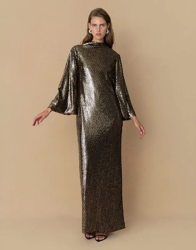 Fall Sale, Prices Drop Feminine Allure Finley Sequin Maxi Dress - Gold/Black - SALE