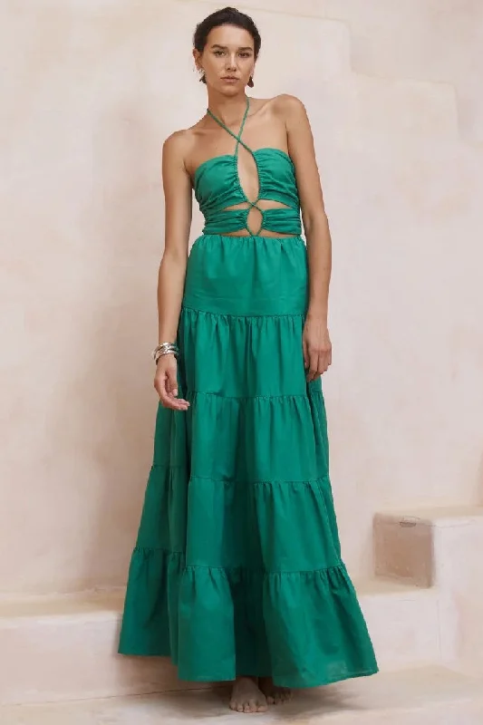 Discount Extravaganza Romantic Flair Alisia Maxi Dress - Emerald