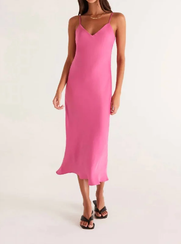 Season Offer Classic Charm Selina Slip Midi Dress In French Rose