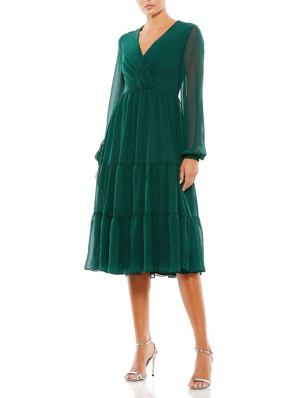 Contemporary Casual Deals Alluring Design Womens Long Sleeve Tiered Midi Dress