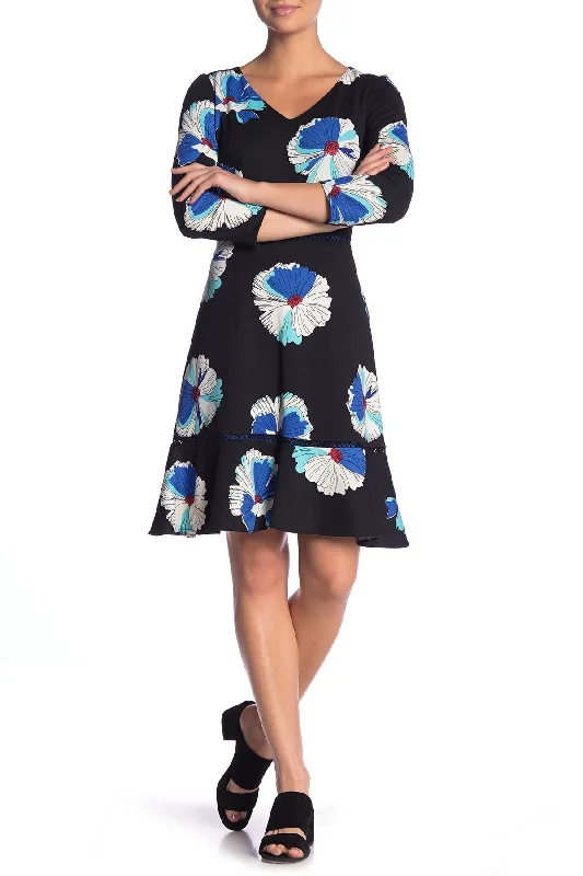 Limited Styles Graceful Cut Taylor - Long Sleeve Multi Print Stretch Crepe Dress 1180MSC