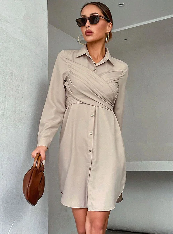 Stylish Savings Save on Classic Elegant Styles TastyHottie - WRAPPED LONG SLEEVE LAPELS DRESS