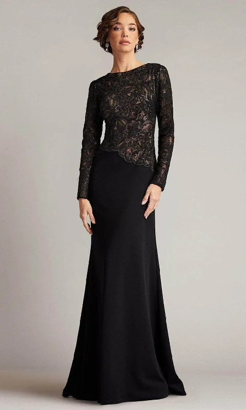 Modern Chic Discounts Great Deals on Ethnic Cultural Wear Tadashi Shoji CBI16206LXY - Long Sleeve Lace Bodice Gown