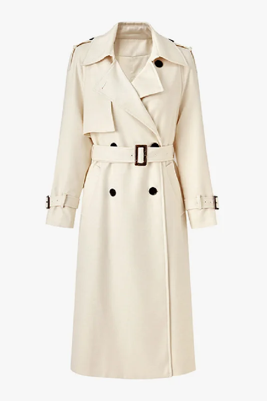 Luxury Fashion Discounts Dreamy Aesthetic Elegant Collar Long Sleeve Double Breasted Wool Blend Belted Trench Coat