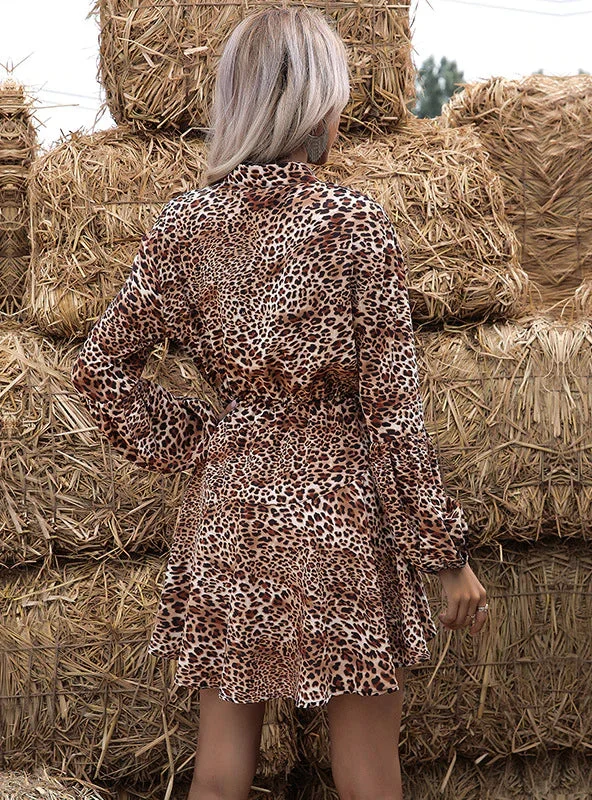 Fashion Sale Flowing Silhouette TastyHottie - LEOPARD PRINT LONG SLEEVE DRESS