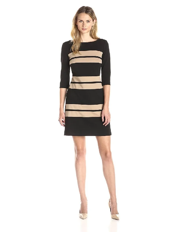 Comfort Meets Fashion Formal Outfit Taylor - Long Sleeve Stripe Sheath Dress 5826MSC