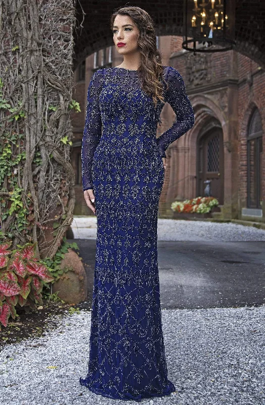 Sophisticated Style Offers Romantic Date - Night Ensemble Primavera Couture - Illusion Long Sleeves Evening Dress 3181SC