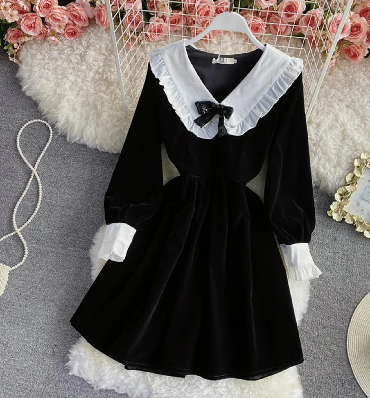 Season Sale Everyday Glamour Cute A line long sleeve dress fashion dress  1306