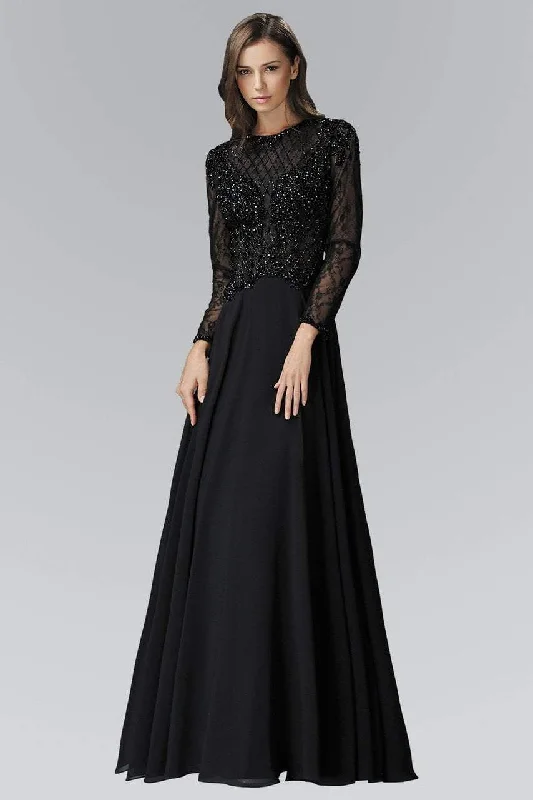 Unleash Your Trend Driven Style Nordic Minimalist Home Look Elizabeth K GL2097- Jewel Long Sleeve A-line Evening Dress