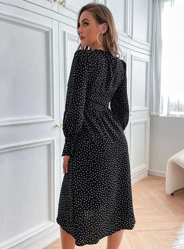 Sophisticated Fashion Timeless Elegant TastyHottie - POINT V-NECK LONG SLEEVE DRESS