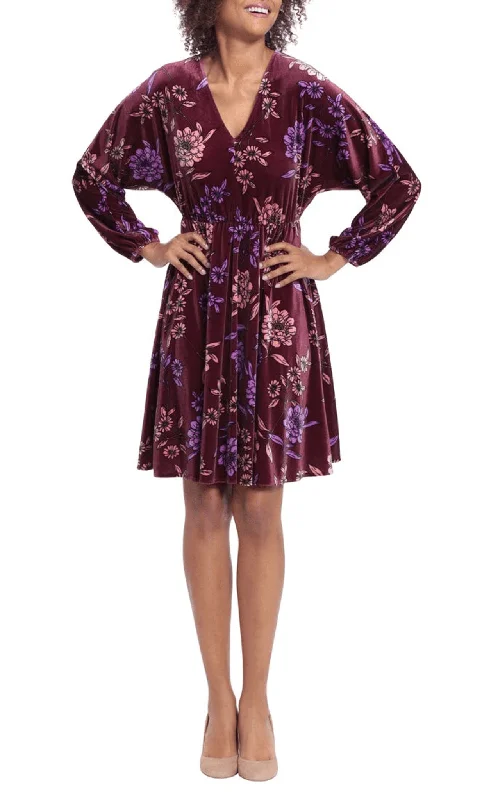 Modern Fashion Sale Minimalist Office - Ready Style London Times T6444M - Floral Long Sleeve A-line Dress