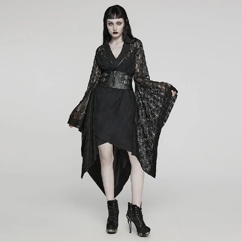 Contemporary Casual Deals Save on Classic Elegant Styles Women's Punk Lace Buckle Irregular Long Sleeved Dress