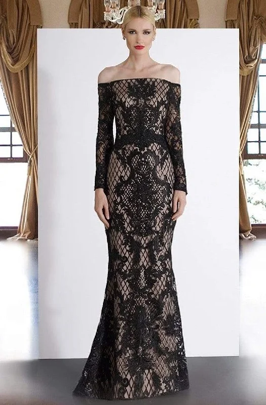 Imeless Style Contemporary Elegance Janique - JA4017SC Long Sleeves Embroidered Sheath Dress