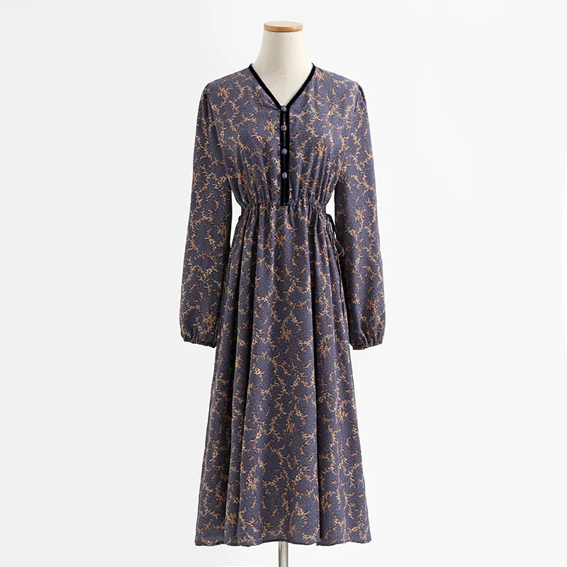 Stay Ahead In Style Boho - Chic Festival - Ready Style French retro minority temperament gentle wind long sleeve Floral Dress  2254