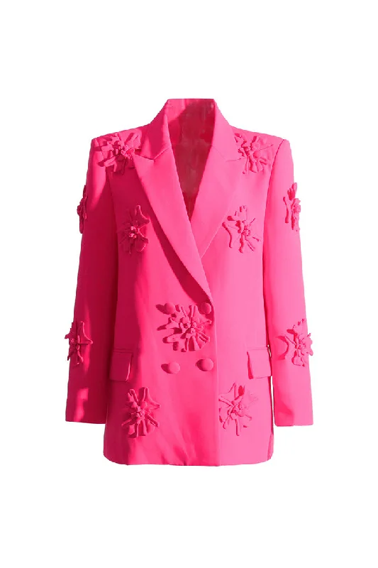 Chic Styles Great Deals on Ethnic Cultural Wear Smart Rosette Appliqué Lapel Collar Long Sleeve Double Breasted Blazer