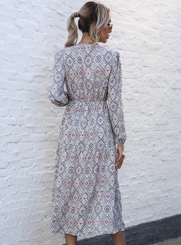 Timeless Style Promotions Vintage Charm TastyHottie - FASHION ETHNIC PRINT LONG SLEEVE DRESS