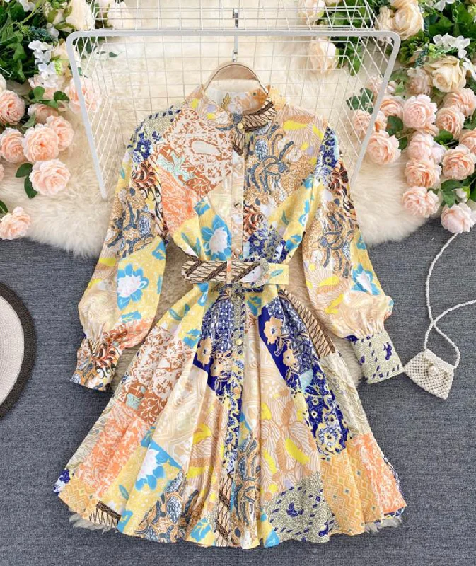 Contemporary Casual Deals Dreamy Aesthetic Printed long sleeve dress women's dress  1018