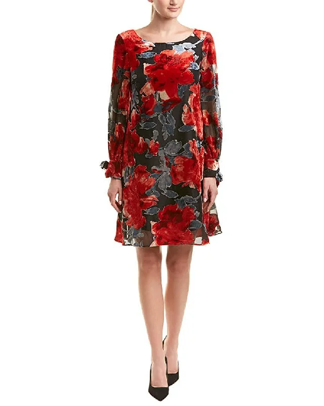 Latest Trends Feminine Charm Taylor - Long Sleeve Floral Print Column Suede Dress 9986MSC