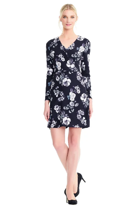 Hot Trends Subtle Sophistication Adrianna Papell - Long SLeeve Floral Print Twill Dress AP1D102578SC