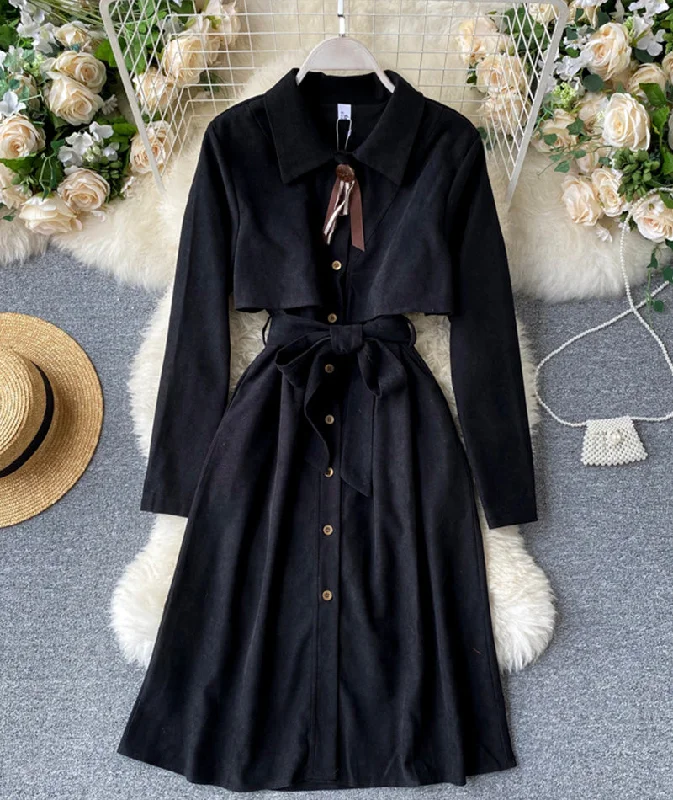 Limited Stock Everyday Glamour Cute A line long sleeve dress  1002