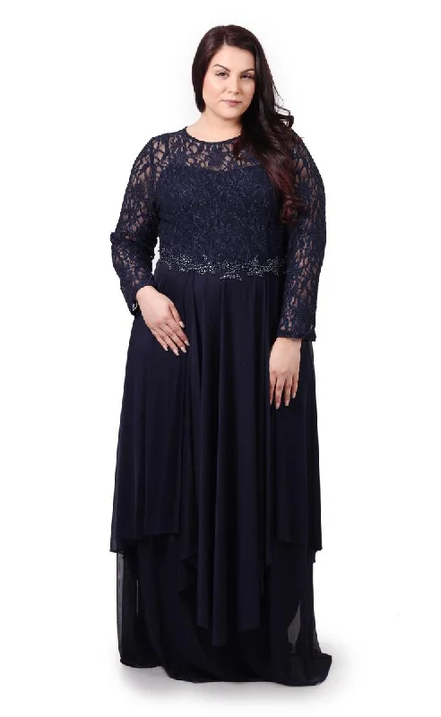 Summer Fashion Effortless Comfort Decode 1.8 - Long Sleeve Sheer Lace A-Line Dress 183818WSC